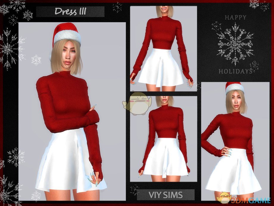 《模拟人生4》红白色圣诞长裙MOD