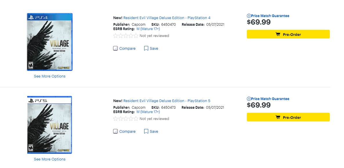《生化危机8》主机版美亚、百思买、GS上开启预购 典藏版219.99美元