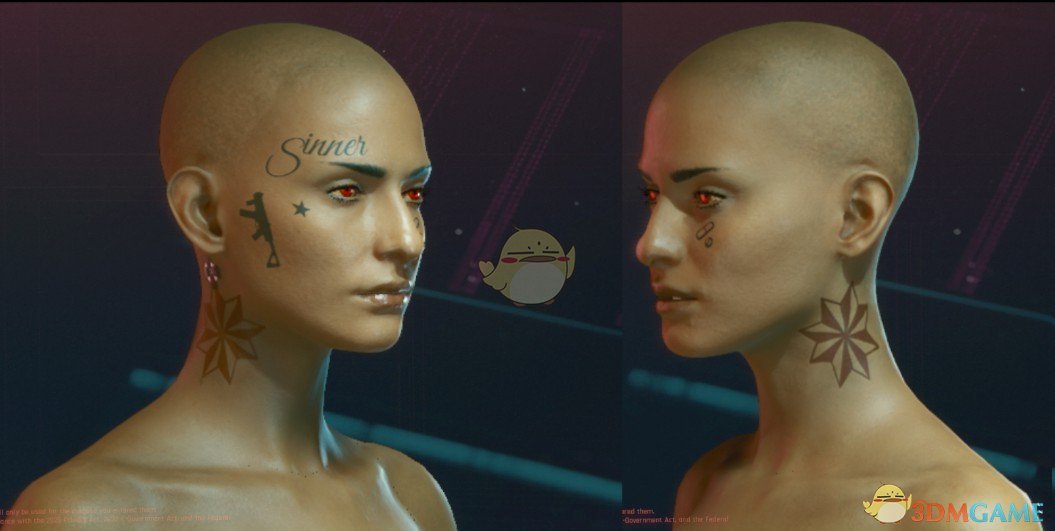 《赛博朋克2077》简化面部纹身MOD