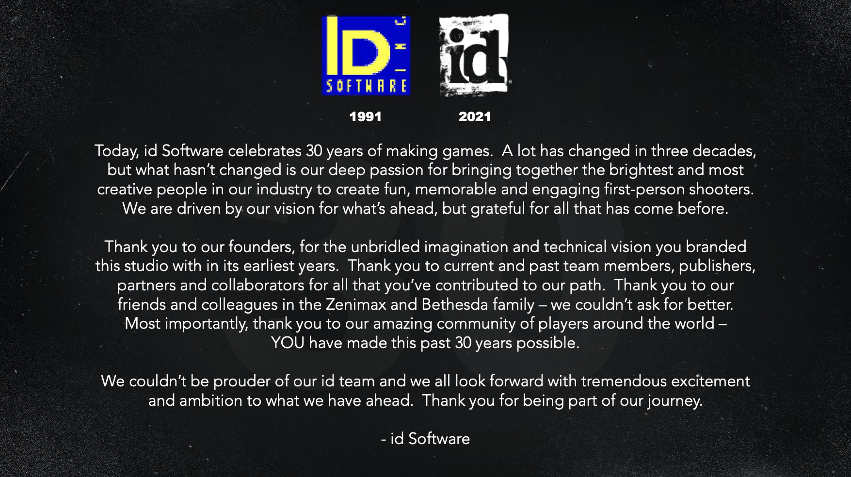 《毁灭战士》开发商id software成立30周年 官方发文感谢