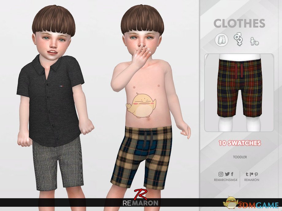 《模拟人生4》幼儿可爱的格子短裤MOD