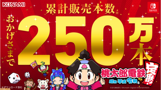 科乐美公开新财报：《桃太郎电铁》销量突破250万