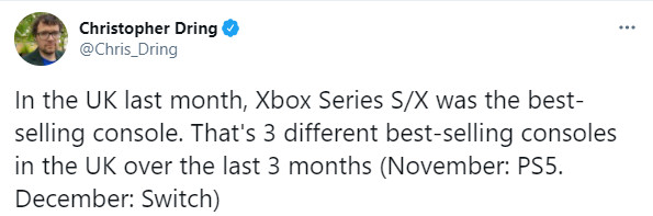 英国1月硬件销量榜：Xbox Series X/S击败PS5