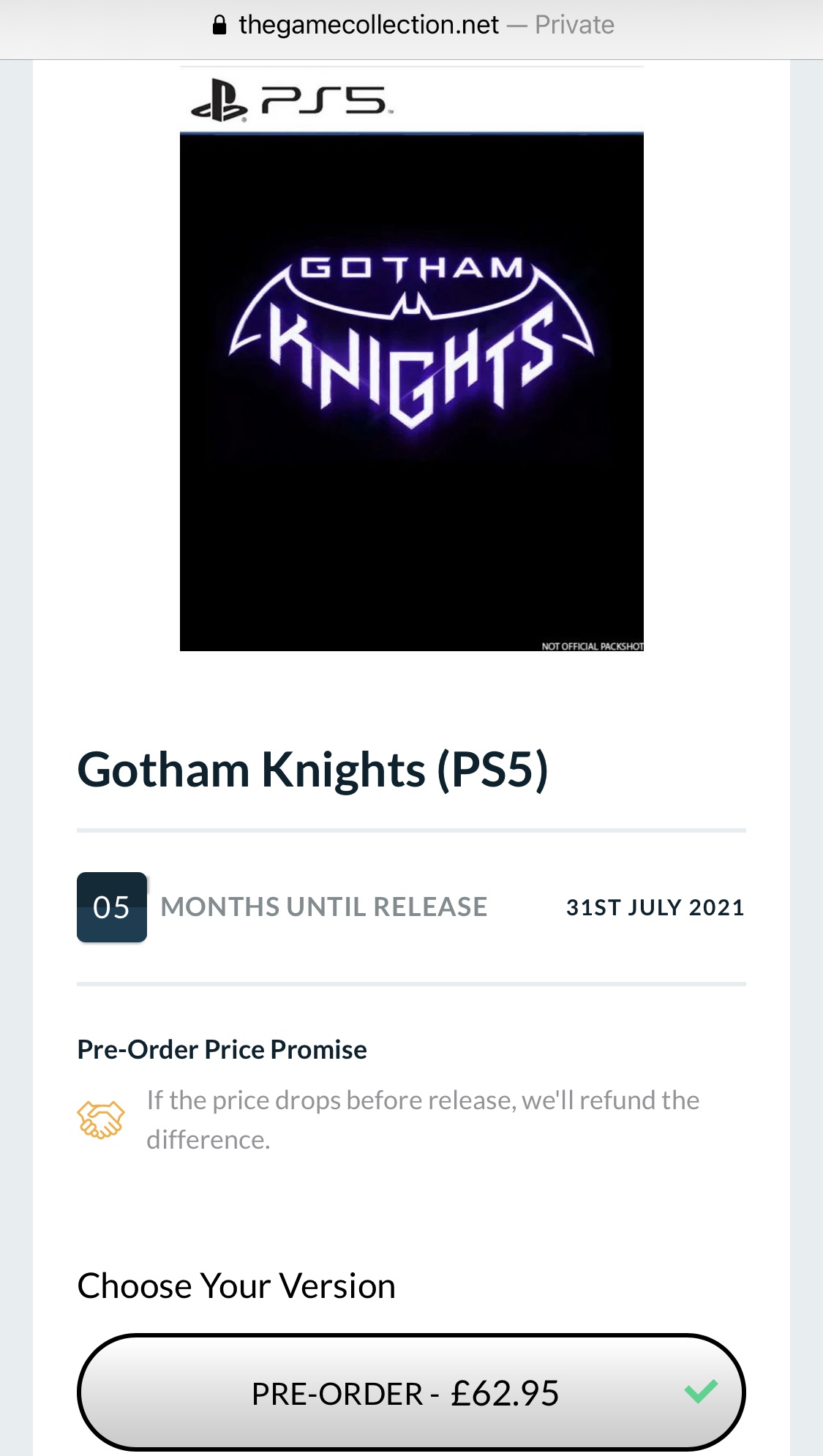 商店页面显示《哥谭骑士》或将在7月份发售