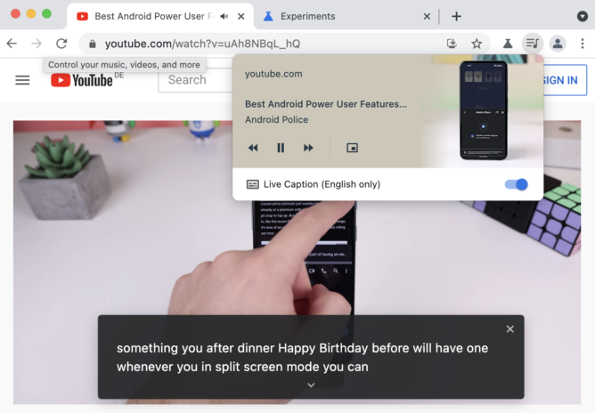 谷歌Chrome浏览器新增 Live Captions 实时翻译功能截图