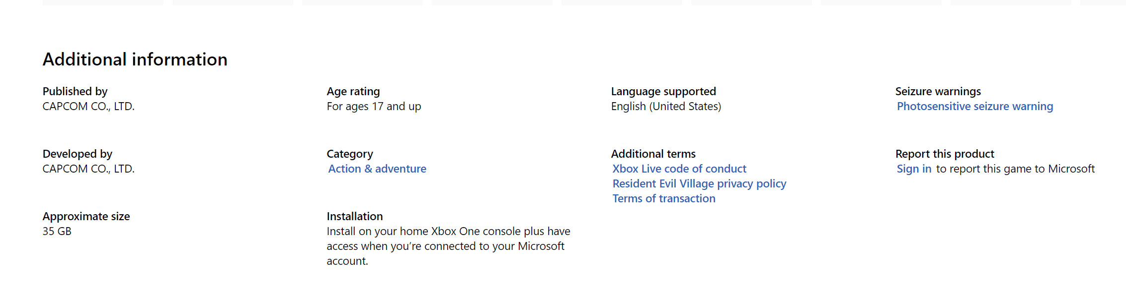 《生化危机8》Xbox One版游戏容量35GB