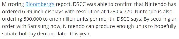 供应商曝料 任天堂正在每月近百万台订购新型720P七英寸屏
