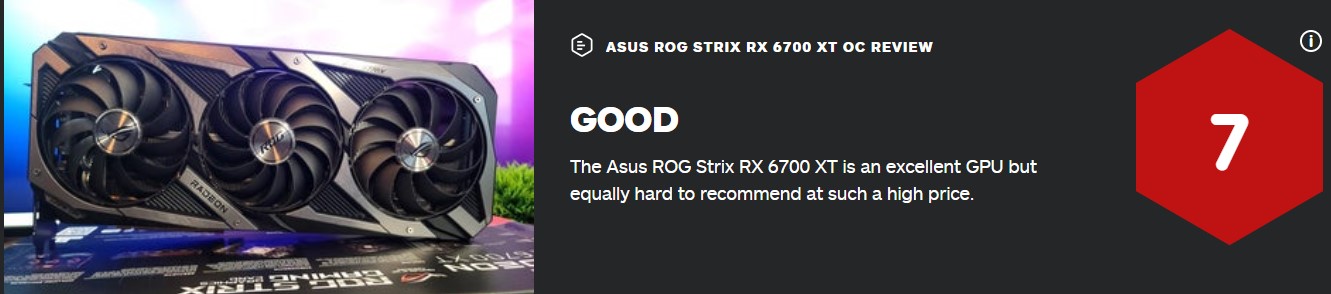 RX 6700 XT隐卡IGN 7分：做工很好、卖价太下