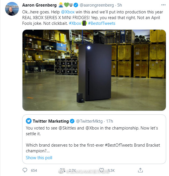 推特最具影响力品牌投票开启 Xbox赢了会生产迷你冰箱