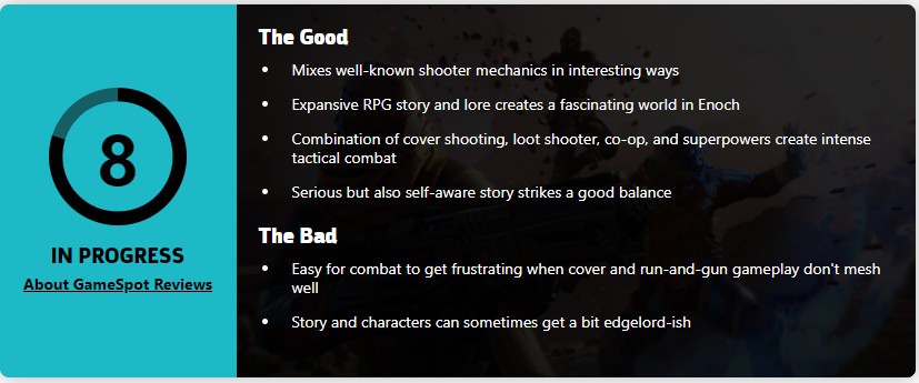 《Outriders》GameSpot久时8分 将各种死悉元素混开正在1起