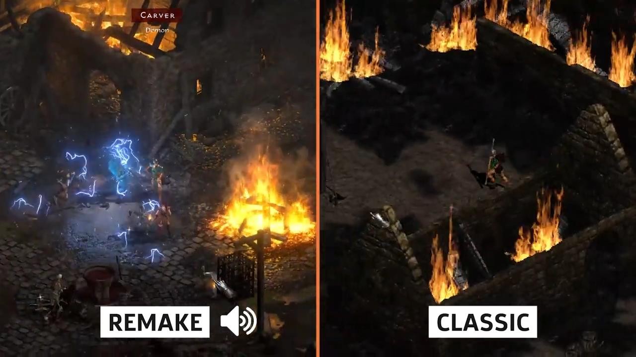 《暗黑破坏神2：重制版》与原版对比视频 画面提升显著