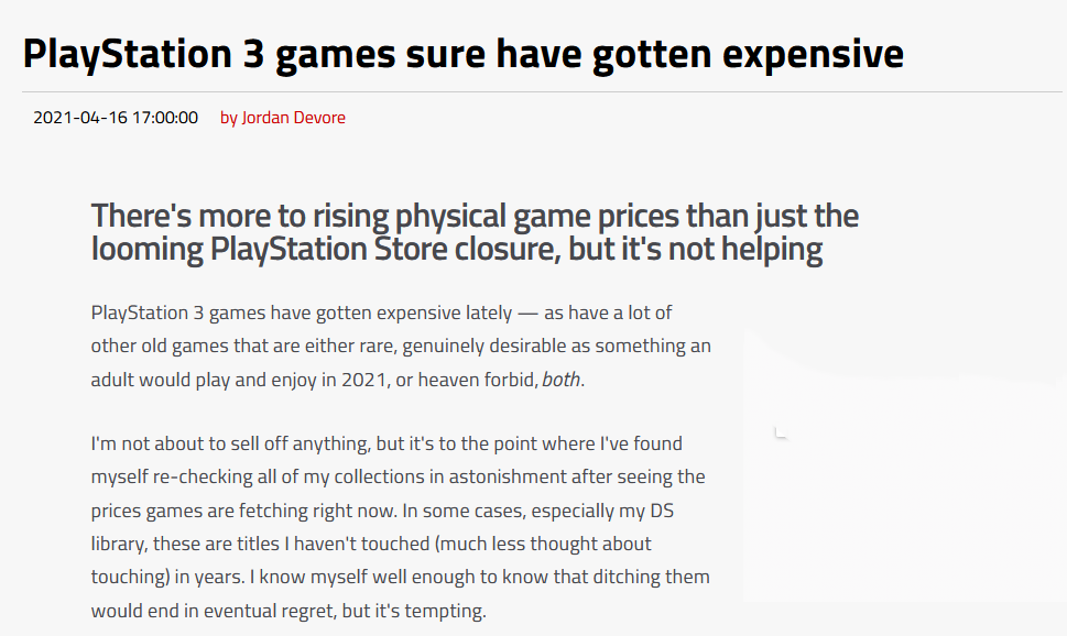 因索尼7月关闭PS3商城消息 不少玩家似乎开始提前收藏实体盘游戏