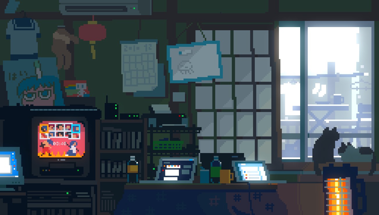 《Wallpaper Engine》电视游戏与老式房间像素风动态壁纸