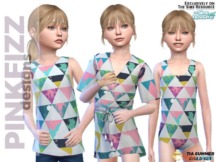 《模拟人生4》儿童三角彩色印花服装MOD