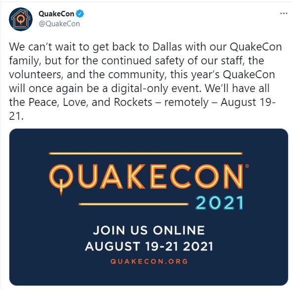 B社QuakeCon 2021活动线上举行 8月19日至21日进行