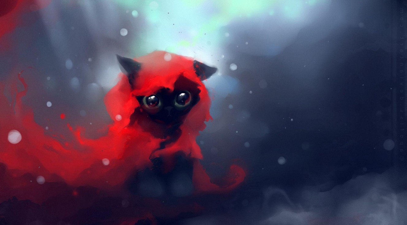 《Wallpaper Engine》红斗篷的小黑猫精美绘图动态壁纸