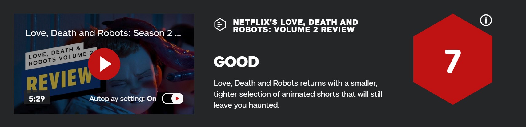 《爱，死亡和机器人》第二季IGN 7分：短小精悍