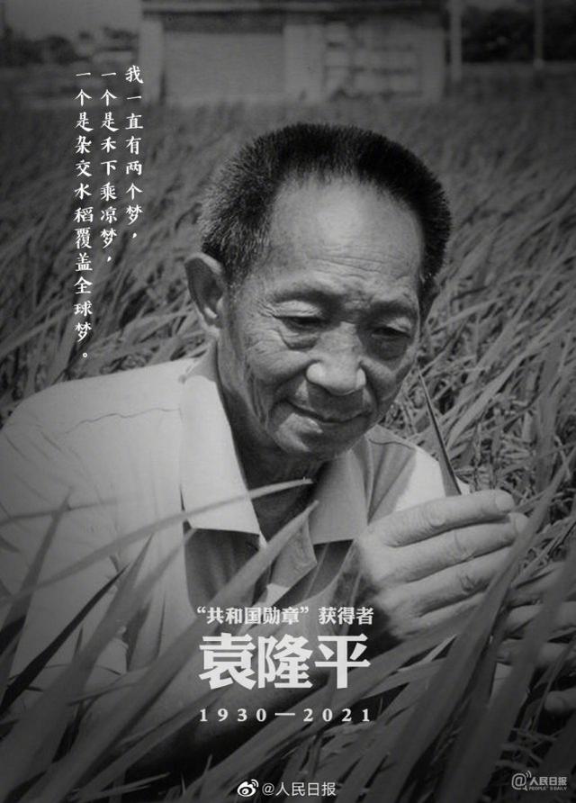 大众日报：“杂交水稻之女”袁隆仄院士去世 享年91岁