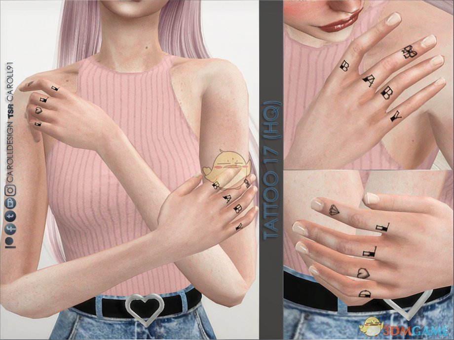 《模拟人生4》女性的精致手指纹身MOD