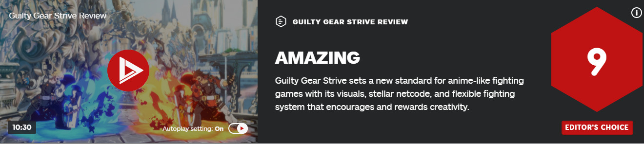 《罪恶装备：STRIVE》IGN 9分 2D动漫格斗游戏新标杆