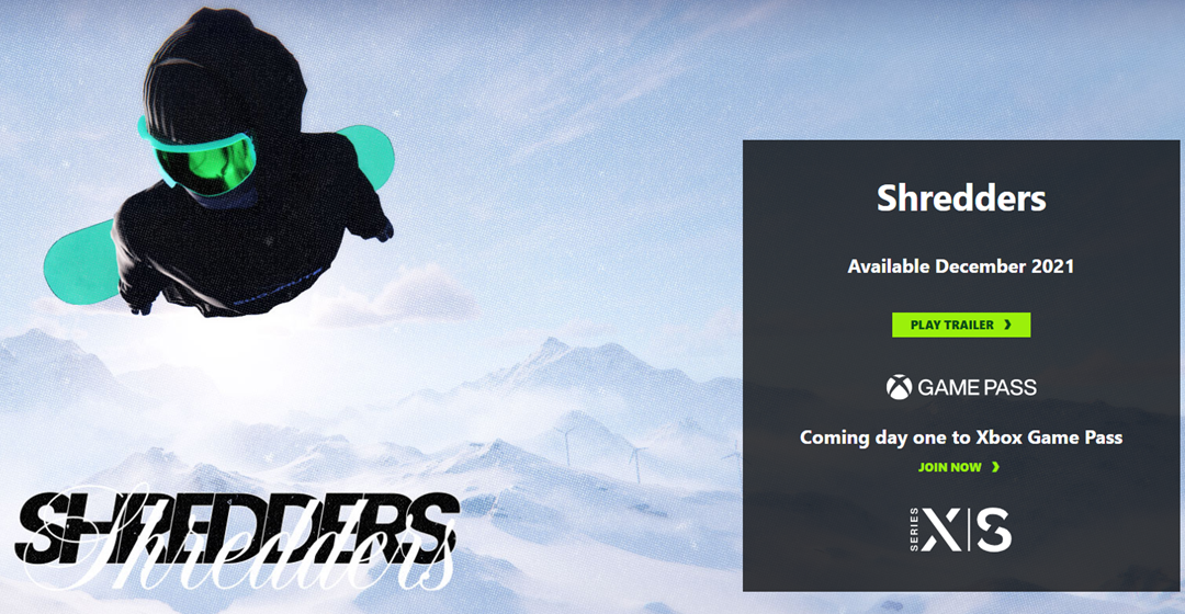 E3：滑雪游戏《Shredders》12月发售 首发加入XGP