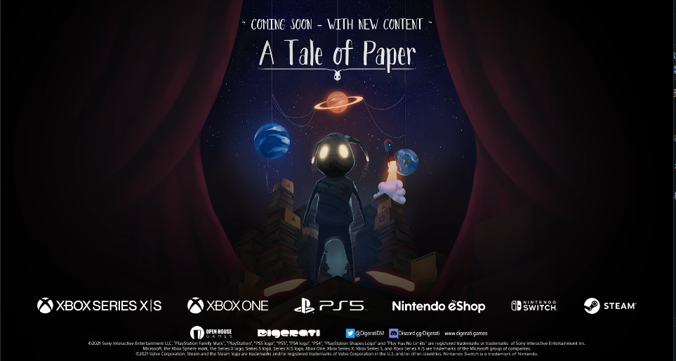 E3 2021:3D平台解谜游戏《折纸物语》最新宣传片 登陆多平台