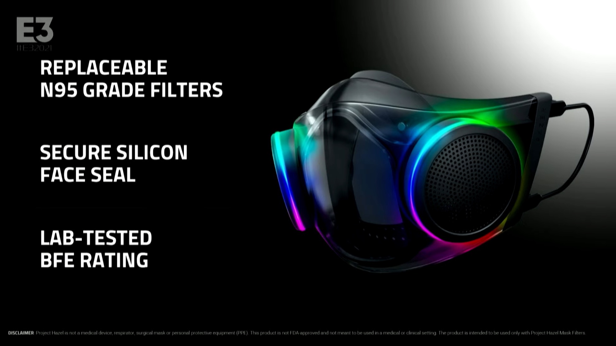 E3 2021：雷蛇N95炫彩RGB口罩宣布量产 秋季开卖