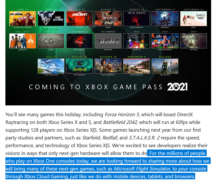 微软计划在未来将旧的Xbox One变成XGP云游戏主机