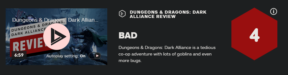 《龙与地下城：黑暗联盟》正式发售后获多半差评 IGN仅给出4分