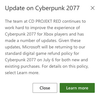 《赛博朋克2077》Xbox数字版将于7月6日结束退款