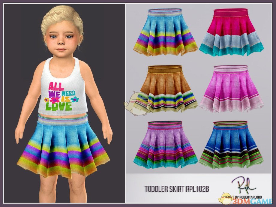 《模拟人生4》幼儿褶皱彩色短裙MOD