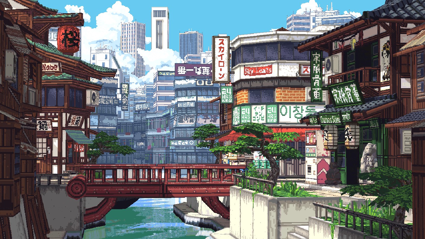 《Wallpaper Engine》像素风古风城市动态壁纸