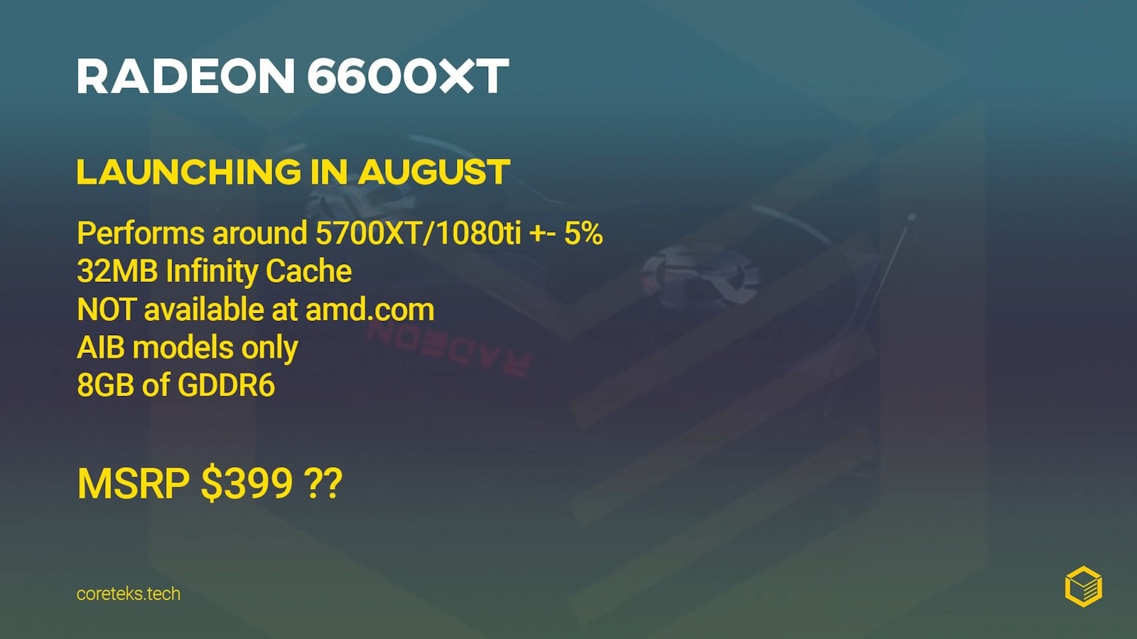 AMD RX6600XTԿ8· 399Ԫ