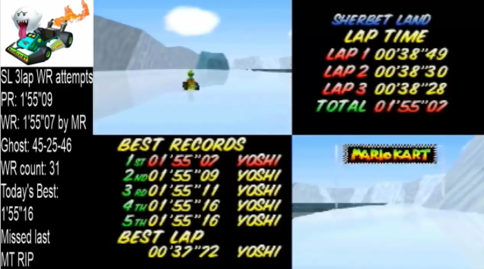 神玩达成《马里奥赛车64》传奇记录 全部路线世界最速