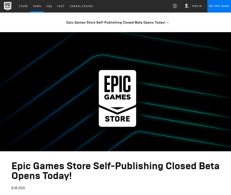 Epic商乡推出自主支布体系 今朝正正在启闭B测中