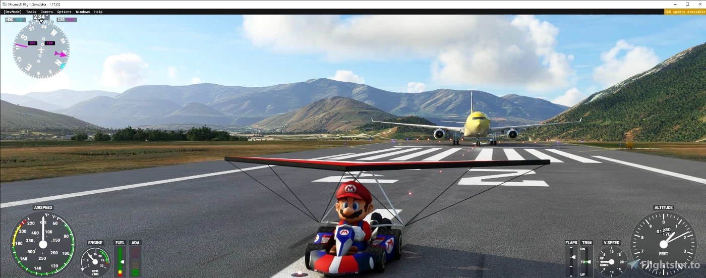 主播将《马里奥赛车8》赛道地图加入《微软飞行模拟》