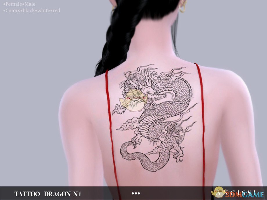 《模拟人生4》女性背部帅气龙纹身MOD