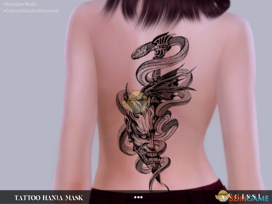 《模拟人生4》蛇面具日式纹身MOD