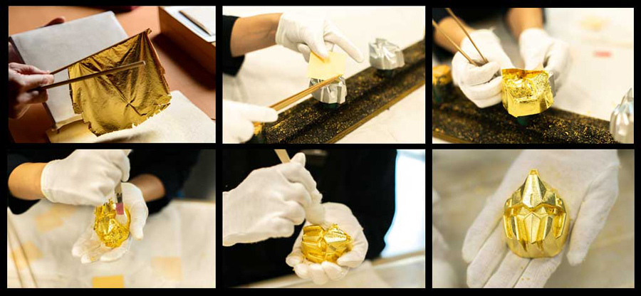 《高达》主题夏亚座机百式传统酒器公开 匠人打造金箔加身