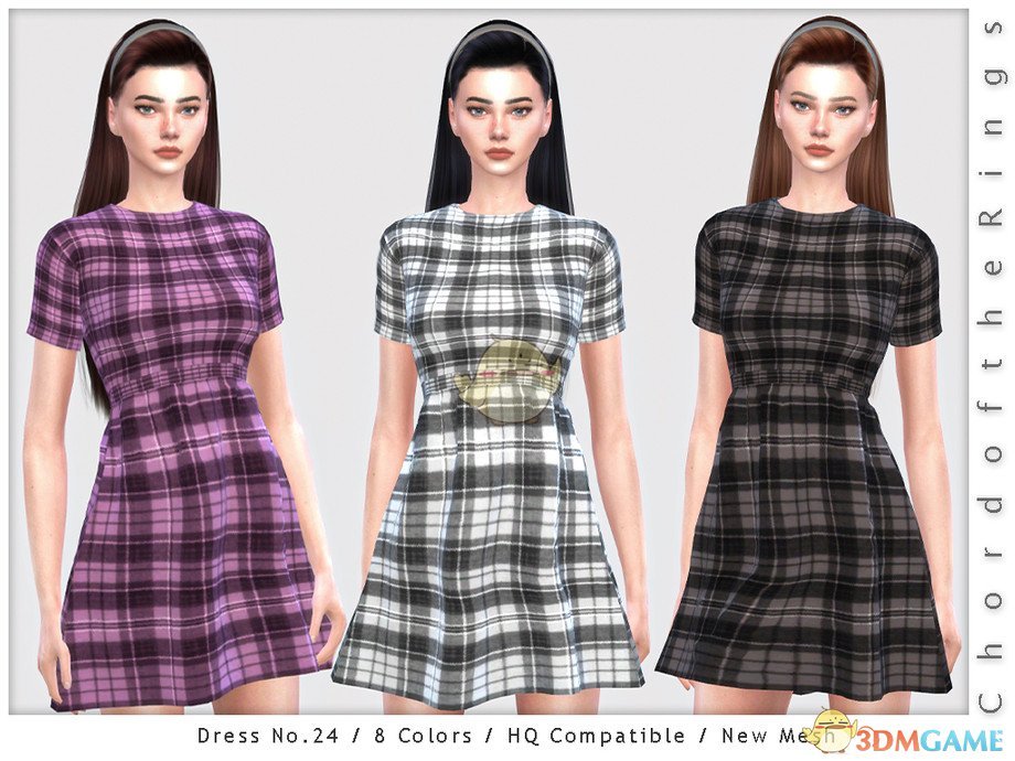 《模拟人生4》女性时尚网格连衣裙MOD