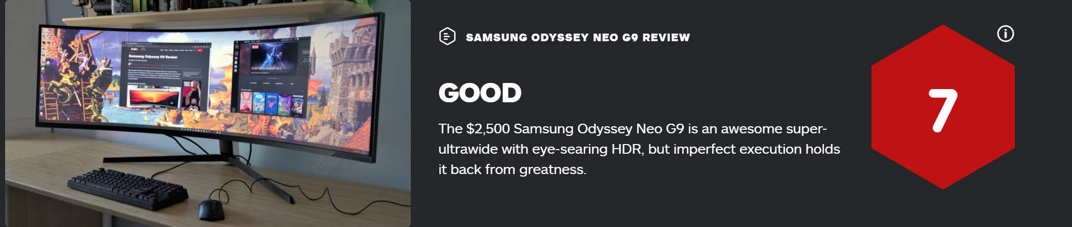 3星奥德赛Neo G9隐示器 获IGN 7分评价