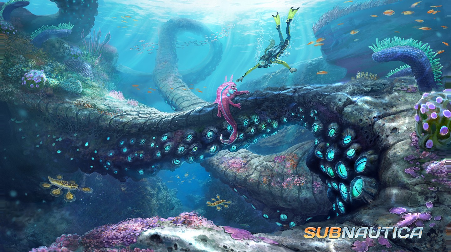 《深海迷航》的一张精美动态壁纸,以官方图作为素材,主角与巨大触手上