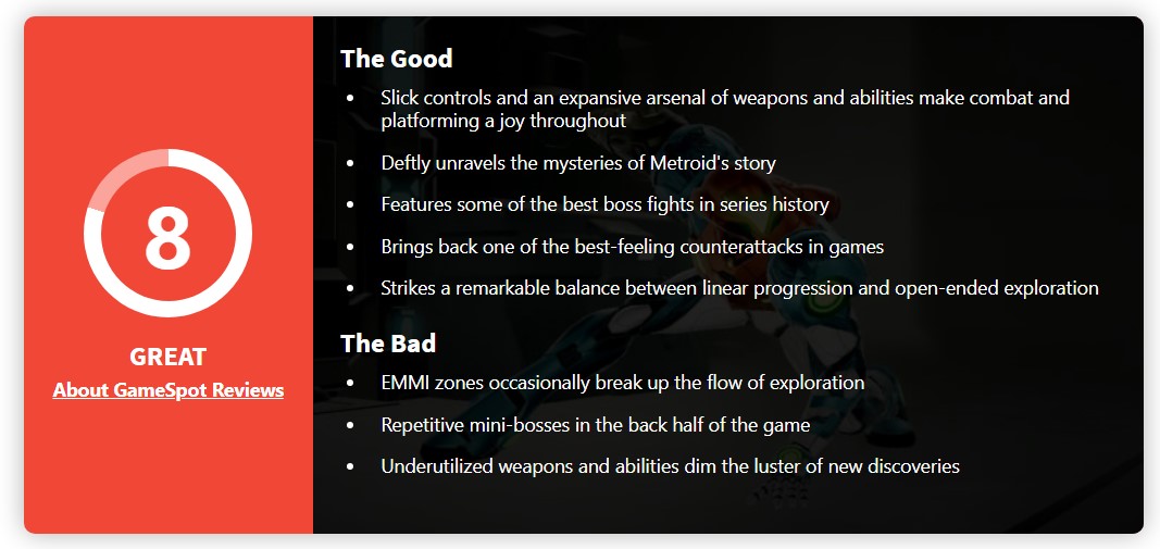 《银河战士：生存恐惧》IGN 9分 GS 8分：经典回归