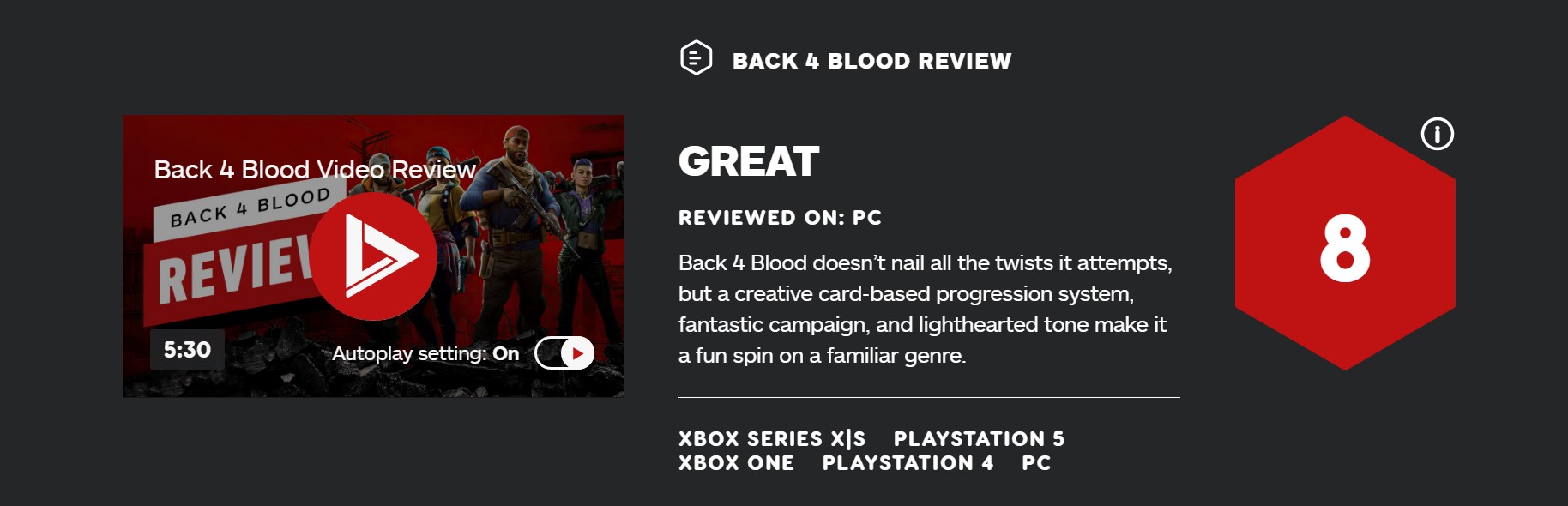 《喋血复仇》IGN 8分：不是《求生之路》的简单复刻