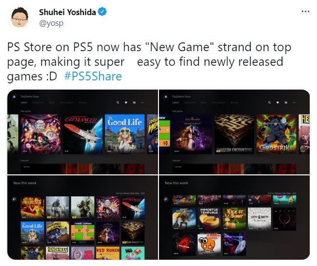 PS5商店首页新增“新游戏”页面 查看新作更快捷