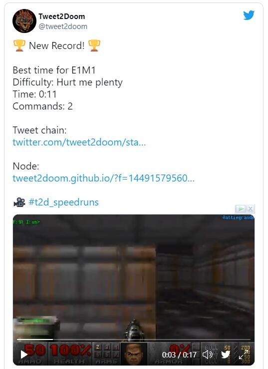 万物皆可玩 《Doom》现已可通过推特进行游戏
