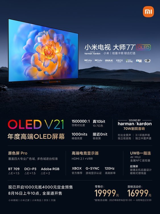 小米OLED电视受认可 连续两个月获得中国销量第一