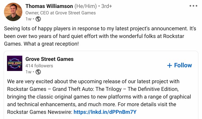 《GTA：三部曲-终极版》开发周期超过两年