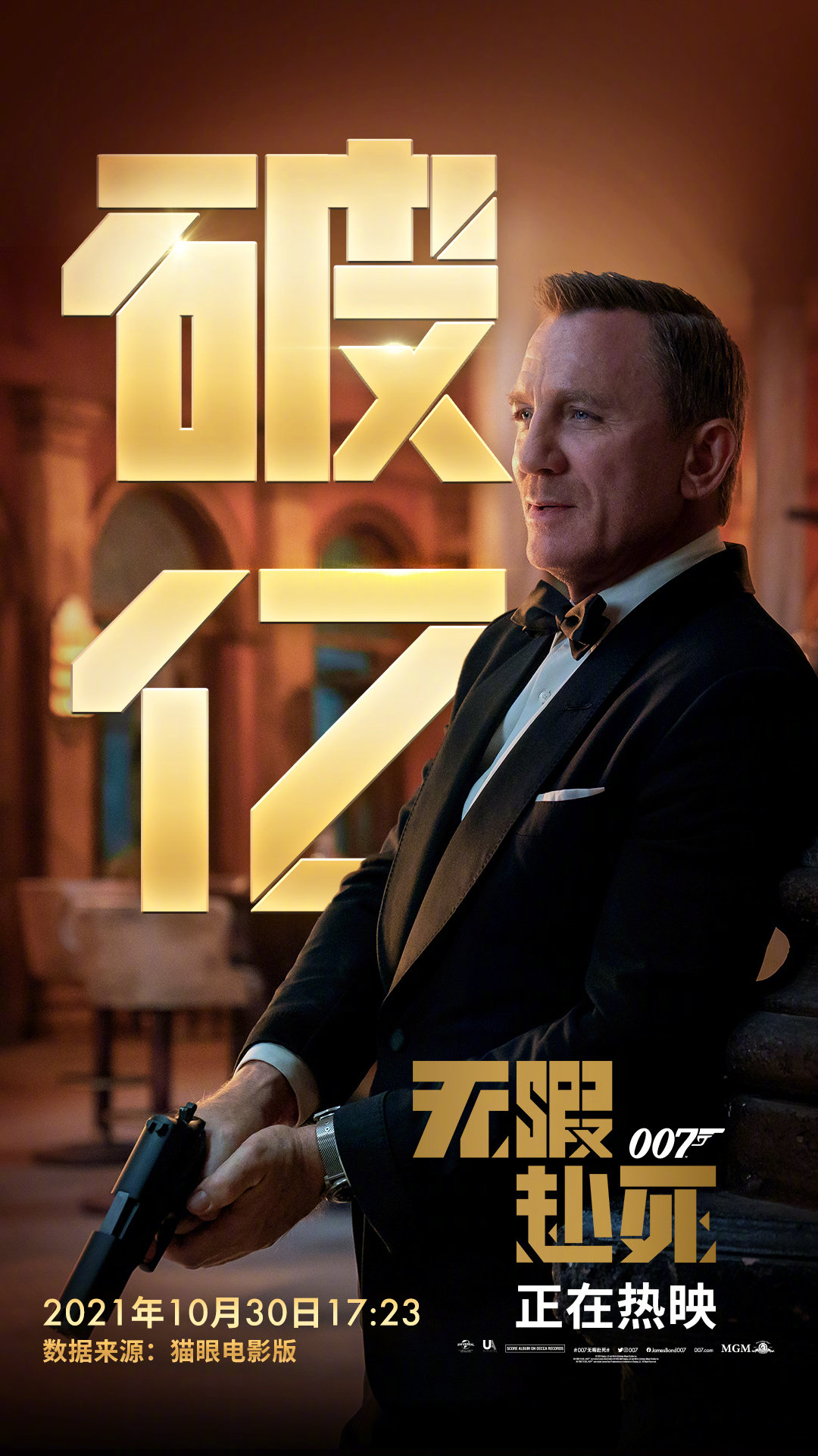 《007：无暇赴死》全球票房破6亿美元 传成本2.5亿