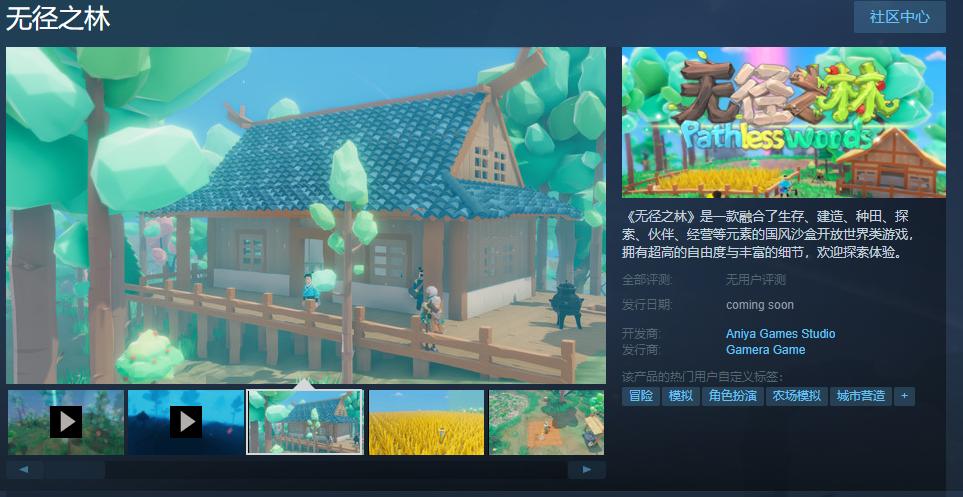 国产沙盒生存游戏《无径之林》Steam页面上线 发售日期待定
